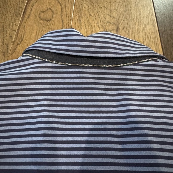 Lafayette 148 3/4 sleeve blue stripped button-up - Picture 6 of 7